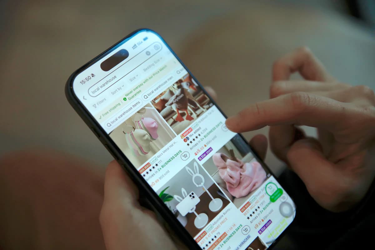 Browsing an online shop on a phone
